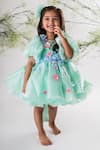 Buy_Lil Angels_Green Organza Embroidered Floral Dress _at_Aza_Fashions