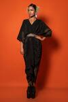 Buy_Urban Pataka_Black Kaali Chai Asymmetric Draped Dress _at_Aza_Fashions