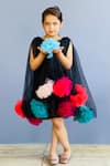 Buy_Pinkcow Designs Pvt Ltd_Black Neoprene, Tulle -poms Embellished Layered Dress _at_Aza_Fashions