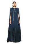 Buy_Rohit Gandhi + Rahul Khanna_Blue Viscose Stern Ombre Gown_at_Aza_Fashions