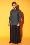 Buy_Echke_Green Cotton Angular Panel Shirt _at_Aza_Fashions