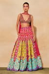 Diyarajvvir_Fuchsia Cotton, Silk, Linen Cut Work, Floral And Geometric Pattern Lehenga Set _at_Aza_Fashions
