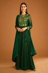 Buy_Shyam Narayan Prasad_Green Cotton Satin Embroidered Dori Round And Thread Anarkali Set _at_Aza_Fashions