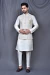 Buy_Arihant Rai Sinha_Cream Bundi And Kurta Silk Blend Embroidered Sequin Work & Set _at_Aza_Fashions