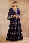 Buy_JAYANTI REDDY_Purple Silk Embroidery Zardozi V Neck Cape And Lehenga Set  _at_Aza_Fashions