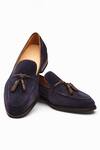 Buy_Dapper Shoes_Blue Suede Leather Tassel Loafers_at_Aza_Fashions
