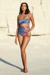 Buy_Tizzi_Blue Wonder Fabric 80% Polyamide 20% Elastane Print Bandeau Bikini Set _at_Aza_Fashions