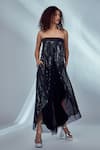 Buy_Style Junkiie_Black Satin Embroidered Sequin And Glass Beads Work Panelled Jumpsuit  _at_Aza_Fashions