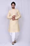 Buy_Arihant Rai Sinha_Yellow Kurta Cotton Silk Printed Floral Pattern And Dhoti Pant Set _at_Aza_Fashions