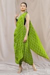 Buy_Nupur Kanoi_Green Crepe Print Bandhani Round Neck Dhoti Saree With Blouse  _at_Aza_Fashions