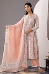 Buy_Abbaran_Pink Kurta And Palazzo - Cotton Cambric Printed Polka Dots Set With Dupatta _at_Aza_Fashions