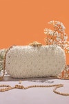 Buy_Amyra_White Beads, Embroidery Perla Capsule Clutch _at_Aza_Fashions