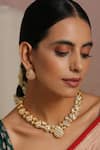 Buy_Swabhimann_Gold Plated Diamonds, Stones, Pearls Shaped Necklace Set _at_Aza_Fashions