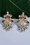 Buy_Neeta Boochra_Gold Plated Pearls Tribal Carved Earrings _at_Aza_Fashions