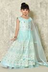 Buy_Petite Pomme_Sky Blue Net Mirrors, Embroidery Bageecha Pattern Lehenga Set_at_Aza_Fashions