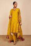 Buy Sue Mue Yellow Tussar, Georgette, Lycra, Crepe, Organza Embroidery, Gada Kurta Set at Aza Fashions Buy_Sue Mue_Yellow Tussar, Georgette, Lycra, Crepe, Organza Embroidery, Gada Kurta Set _at_Aza_Fashions