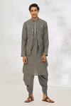 Buy_Manish Nagdeo_Gray Modal Embroidery, Sequins Geometric Bundi Set _at_Aza_Fashions