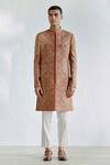 Buy_Qbik_Green Sherwani Embroidery Nazeem With Trouser  _at_Aza_Fashions