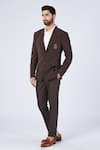 Buy_S&N by Shantnu Nikhil_Brown Poly Blend Embroidered Crest Placement Motif Blazer For Men_at_Aza_Fashions