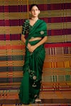 Buy_Deep Thee_Emerald Green Maheshwari Silk Embroidery Haritah Hand Saree With Blouse _at_Aza_Fashions