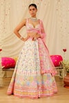 Buy_Rajbinder Chahal_White Dupion Silk Embroidery Mirror Sweetheart Neck Bridal Lehenga Set  _at_Aza_Fashions