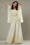 Buy_I Am Design_Ivory Raw , Organza French Vanilla Embroidered Palazzo Set With Kaftan _at_Aza_Fashions