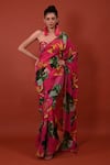 Buy_Rimi Nayak_Pink Printed Flower Pattern Chrysanthemum Floral Saree _at_Aza_Fashions