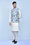 Buy_Arihant Rai Sinha_Multi Color Cotton Silk Floral And Leaf & Pattern Bundi _at_Aza_Fashions