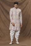 Buy_Arihant Rai Sinha_Multi Color Sherwani Rayon Embroidered Sequins Abstract Pattern Set_at_Aza_Fashions