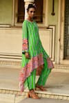 Buy_Swati Vijaivargie_Green Silk Embroidery Gota Patti Juhi Asymmetrical Kurta And Pant Set  _at_Aza_Fashions