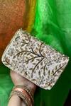 Buy_Essemm_Peach Embroidered Zima Leaf Clutch _at_Aza_Fashions