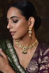Buy Swabhimann Green Imitation Diamonds Gold Toned Kundan Floral Necklace Set at Aza Fashions Buy_Swabhimann_Green Imitation Diamonds Gold Toned Kundan Floral Necklace Set _at_Aza_Fashions