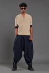 Buy_Mati_Beige 100% Cotton Plain Overlap Shirt And Baggy Pant Set _at_Aza_Fashions