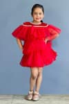 Buy_Pinkcow designs pvt ltd_Red Velvet, Net, Crepe Pearls Frill Layered Dress _at_Aza_Fashions
