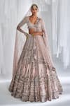 Buy_Dolly J_Pink Tulle Embroidered Pearls Alyssa Shimmer Bridal Lehenga Set  _at_Aza_Fashions