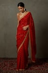 Buy_RI.Ritu Kumar_Red Sohini Silk Saree With Sleeveless Blouse_at_Aza_Fashions