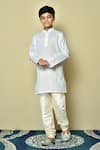 Buy_Arihant Rai Sinha_White Cotton Patterned Kurta And Churidar Set _at_Aza_Fashions