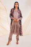 Buy_Divya Aggarwal_Purple Organza Pearls, Beads, Embroidery V-neck Hand Kurta Set _at_Aza_Fashions