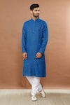 Buy_Aham-Vayam_Blue Cotton Embroidery, Sequins Nilanjan Kurta And Churidar Set _at_Aza_Fashions