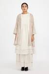 Buy_Jayati Goenka_White Cotton Handblock Print Checks Robe Checkered Belted Skirt Set _at_Aza_Fashions
