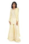 Buy_Monisha Jaising_Yellow Raw Silk Hand Embroidered Kurta Set With Chikankari Sharara  _at_Aza_Fashions