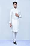 Buy_Arihant Rai Sinha_White Art Silk Mandarin Collar Kurta And Pant Set _at_Aza_Fashions