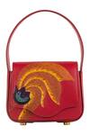 Buy_Aranyani_Red Thread And Cut Dana Embroidered The Kesuda Flower Top Handle Bag_at_Aza_Fashions