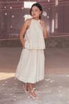 Buy_Itr By Khyati Pande_Off White Handloom Cotton, Silk Lace Halter Neck Orchid Summer Top_at_Aza_Fashions