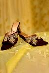 Buy_Rajasthani Stuff_Maroon Embellished Tapta Velvet Round Toe Heels_at_Aza_Fashions