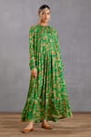 Buy_Torani_Green Slub Silk Print Digital Bhagalpuri Rang Naaz Amrut Maxi Dress  _at_Aza_Fashions