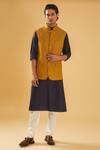 Buy_Raghavendra Rathore Blue_Blue Bundi - Jacquard Textured And Navy Kurta Set _at_Aza_Fashions