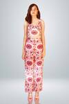 Buy_Betrue_Pink Satin Silk Printed Kashan Wide Legged Pant  _at_Aza_Fashions
