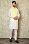 Buy_Aryavir Malhotra_Yellow Silk Blend Embroidered Chikankari Bundi And Kurta Set _at_Aza_Fashions