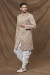 Buy_Arihant Rai Sinha_Brown Sherwani Jacquard Geometric Pattern Set _at_Aza_Fashions